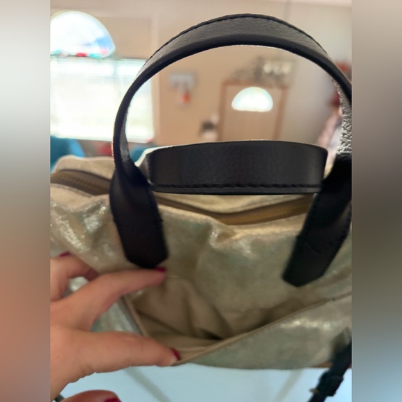 Fossil Gold Satchel with Black Accents - Picture 2 of 3